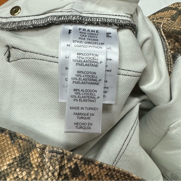 Frame NWT Le High Skinny Crop Snake Effect Jeans in Tan/Black Size 27 - Picture 14 of 16